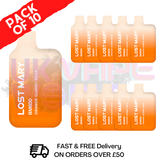 Orangefarbener Gummibär (NEU) - Lost Mary 600 Puff Bars, 10er-Packung, BM600 Einweg