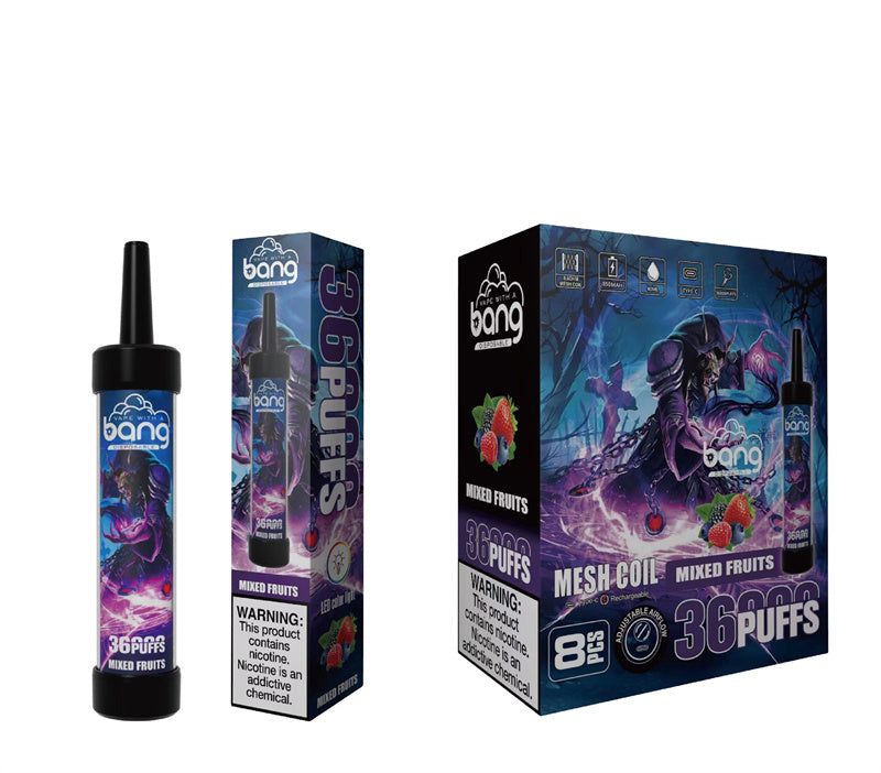 Bang Original 36000 Puffs With Sub Ohm Mesh Coils Dtl Disposable Vape Device E-Cigarette-650mAh Battery. 40ml E-liquid. Multiple Nicotine 12 Flavors