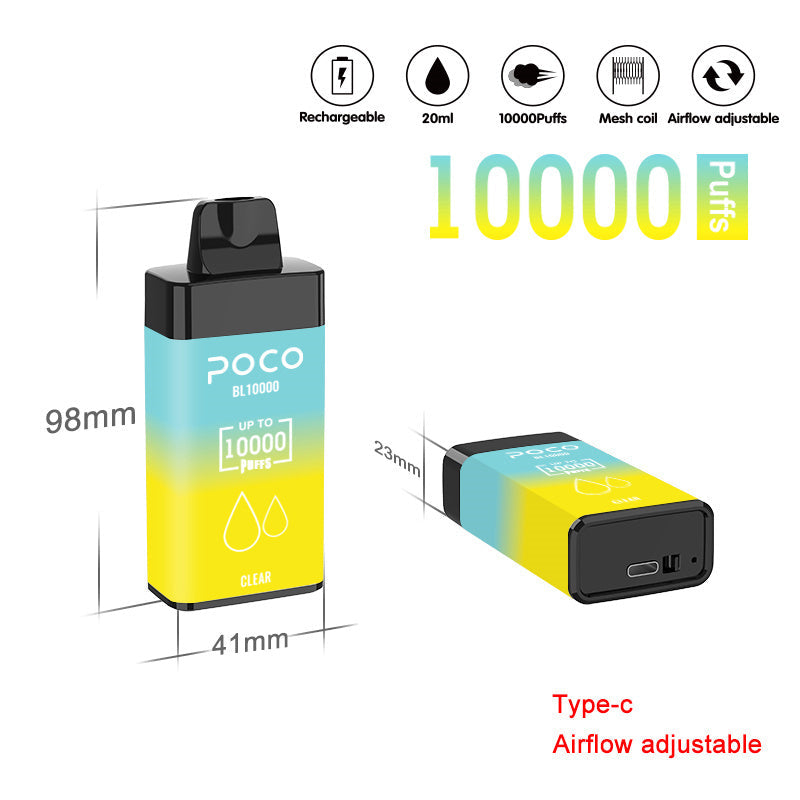 10000 Puffs Disposable Vape - 20ml. 5% Nicotine. 15 Flavors