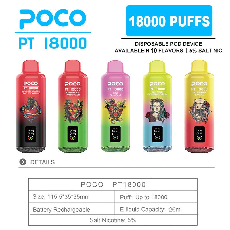EU Warehouse POCO PT 18000 Puffs Disposable Vape Wholesale