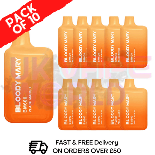 Pfirsich-Mango-Bloody-Mary (600 Puffs, 10er-Packung)