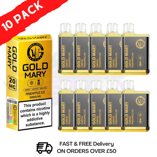 Ananas-Eis – Gold Mary 600 Puffs, 10er-Packung