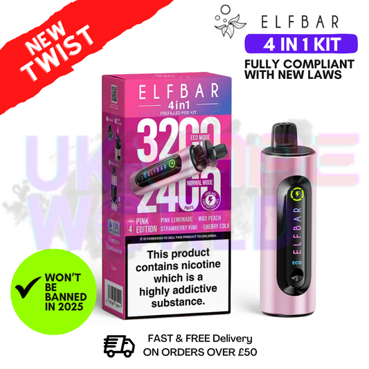 Elf Bar Pink Edition 3200 &amp; 2400 Züge (4 in 1) Vorgefülltes Pod-Set