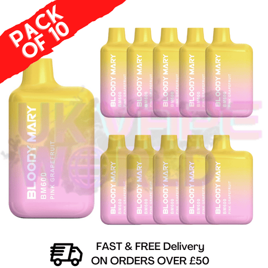 Pink Grape Fruit - Bloody Mary 600 Puffs, 10er-Packung