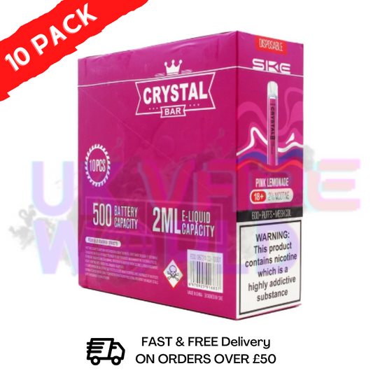 Pinke Limonade - Crystal Bar Puffs 600 SKE Schachtel mit 10 Stück - 26,99 £