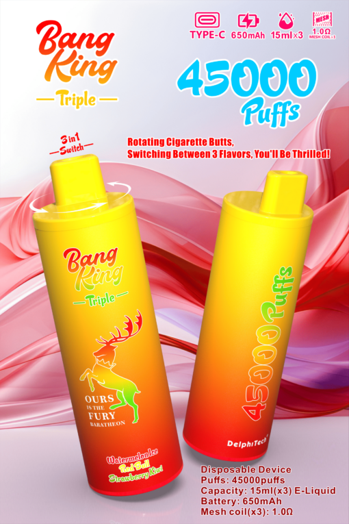 Bang King Triple 45000 Puffs Disposable Vape - 3*15ml E-Liquid, 650mAh Battery 12 Flavors
