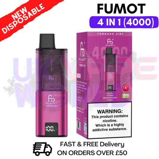 Fumot Tornado 4000 Puff Einweg-Vape-Kit in Lila-Roter Edition