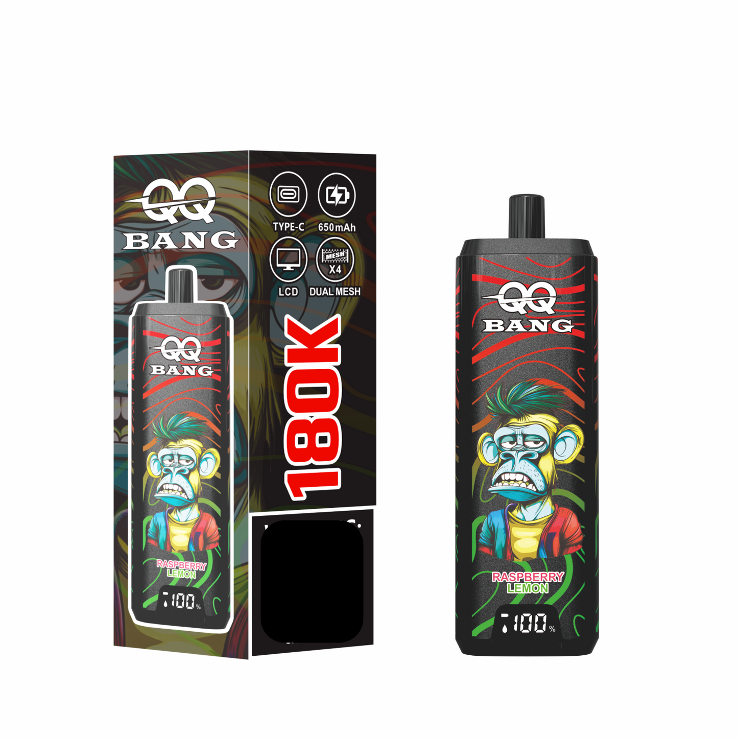 QQ BANG 180000 Puffs DSK070 4 In 1 180K Disposable Vapes Wholesale Bulk Buy Rechargeable LCD Screen