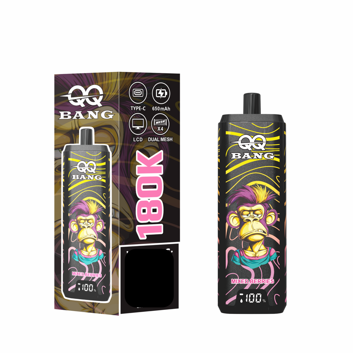 QQ BANG 180000 Puffs DSK070 4 In 1 180K Disposable Vapes Wholesale Bulk Buy Rechargeable LCD Screen