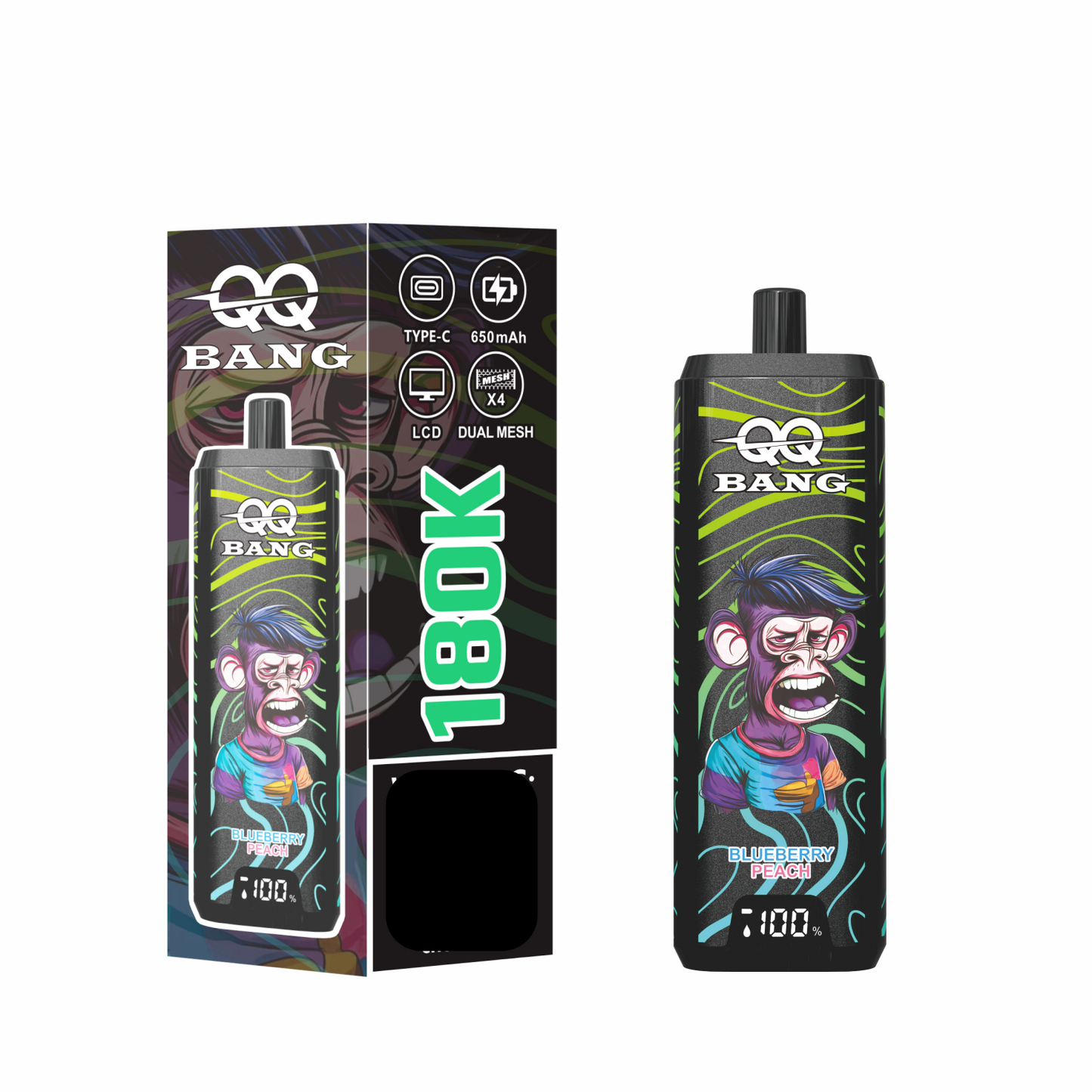 QQ BANG 180000 Puffs DSK070 4 In 1 180K Disposable Vapes Wholesale Bulk Buy Rechargeable LCD Screen