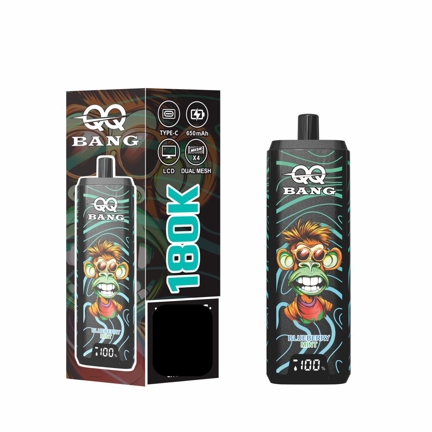 QQ BANG 180000 Puffs DSK070 4 In 1 180K Disposable Vapes Wholesale Bulk Buy Rechargeable LCD Screen
