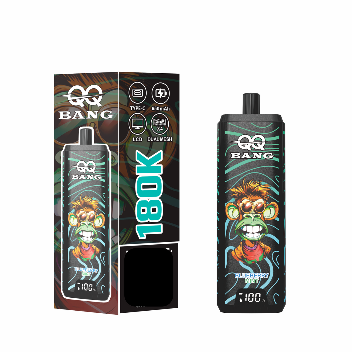 QQ BANG 180000 Puffs DSK070 4 In 1 180K Disposable Vapes Wholesale Bulk Buy Rechargeable LCD Screen