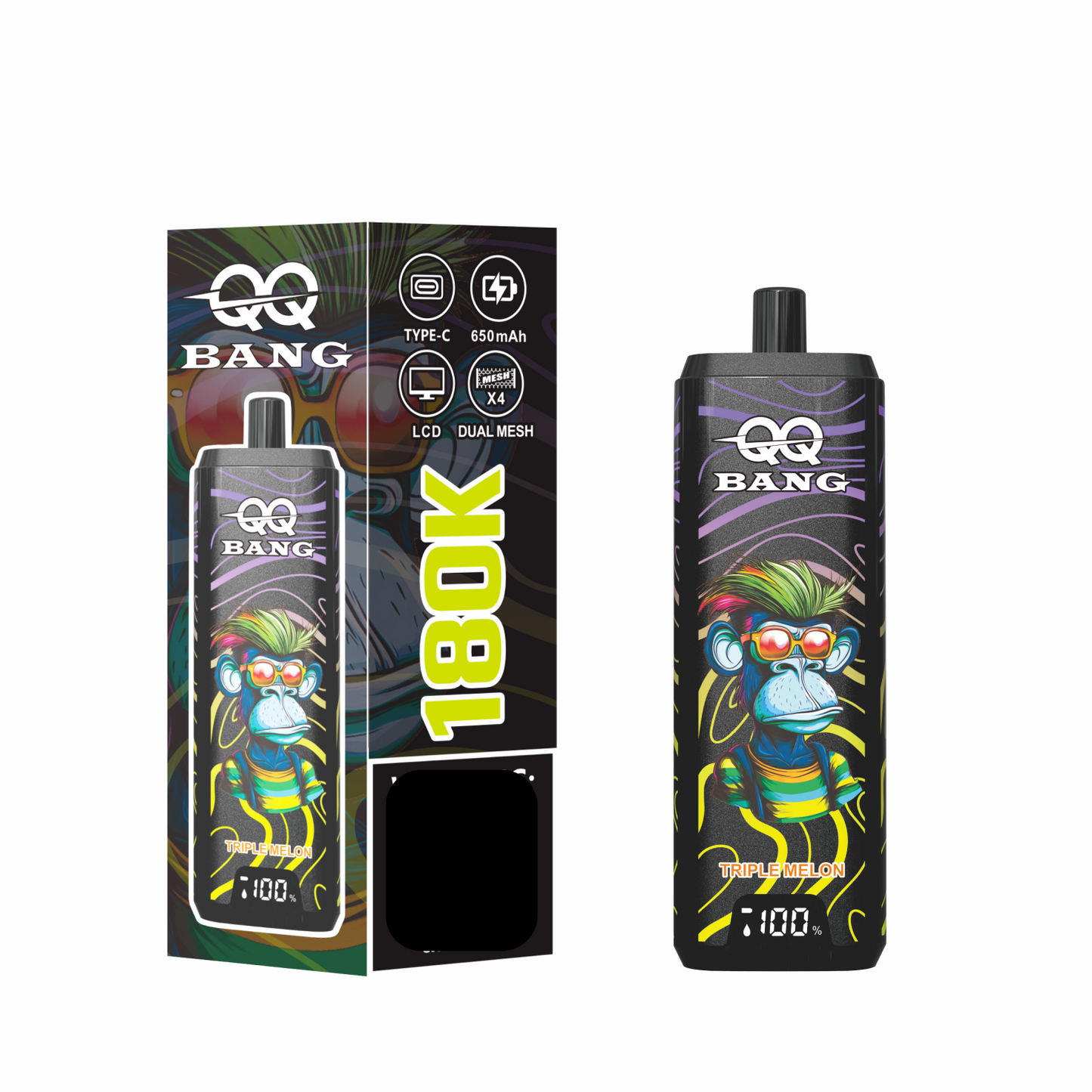 QQ BANG 180000 Puffs DSK070 4 In 1 180K Disposable Vapes Wholesale Bulk Buy Rechargeable LCD Screen