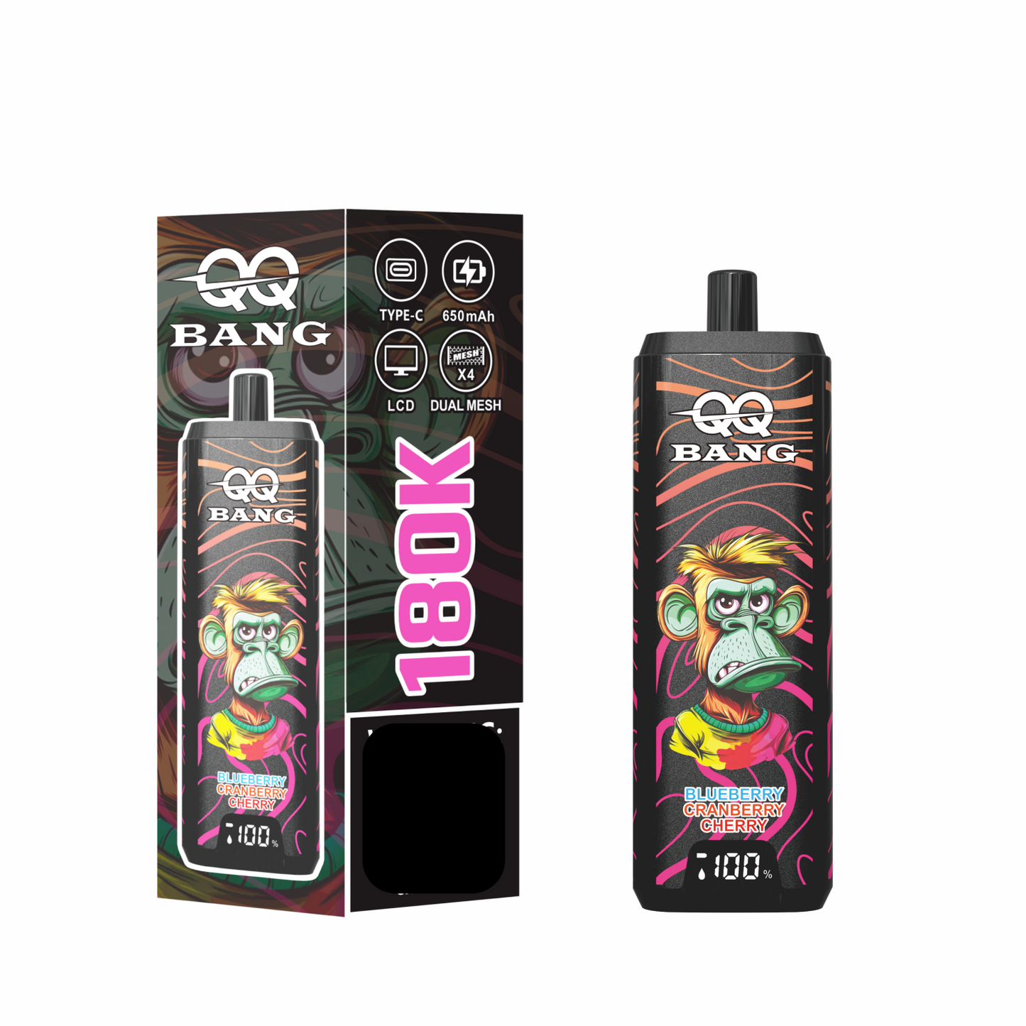 QQ BANG 180000 Puffs DSK070 4 In 1 180K Disposable Vapes Wholesale Bulk Buy Rechargeable LCD Screen