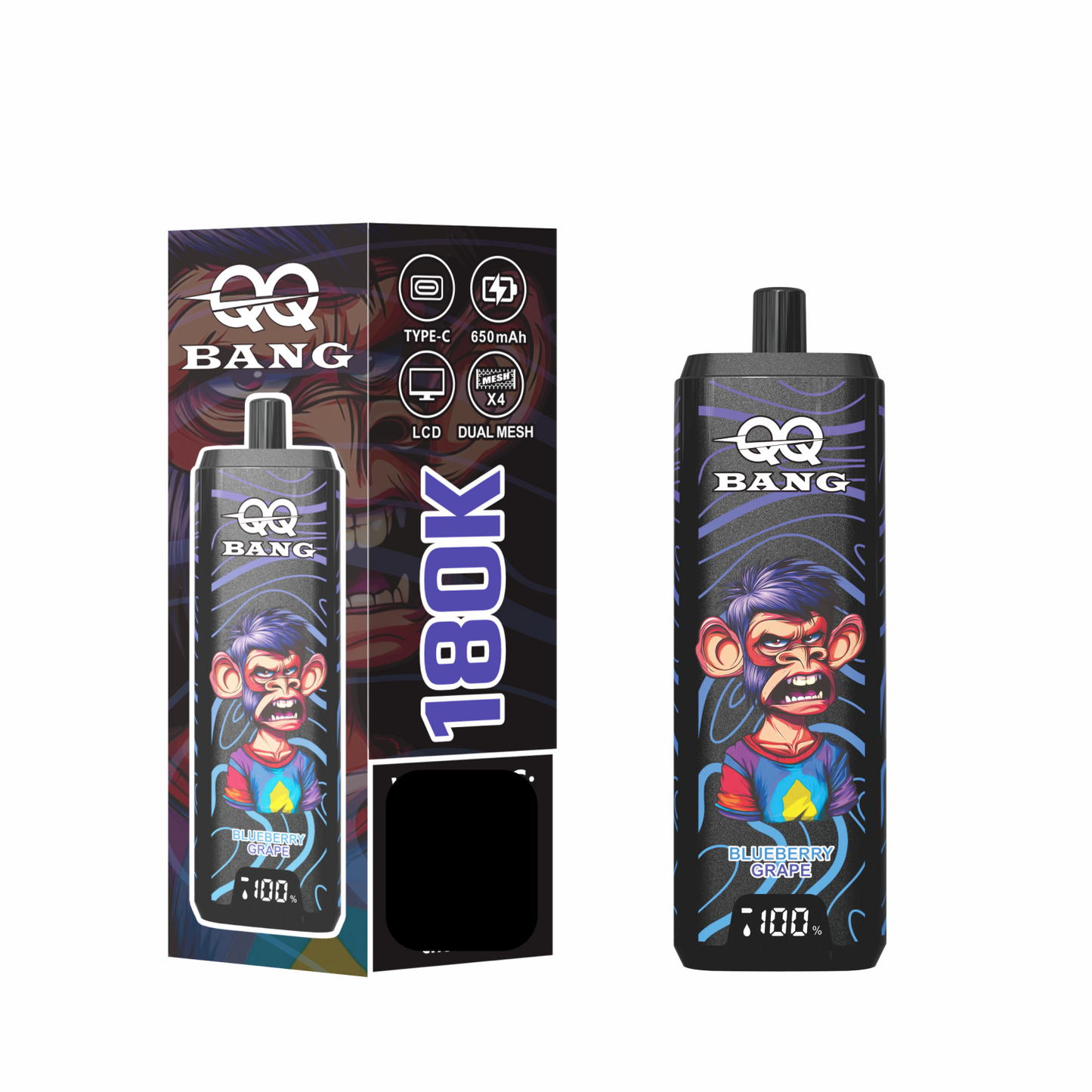 QQ BANG 180000 Puffs DSK070 4 In 1 180K Disposable Vapes Wholesale Bulk Buy Rechargeable LCD Screen