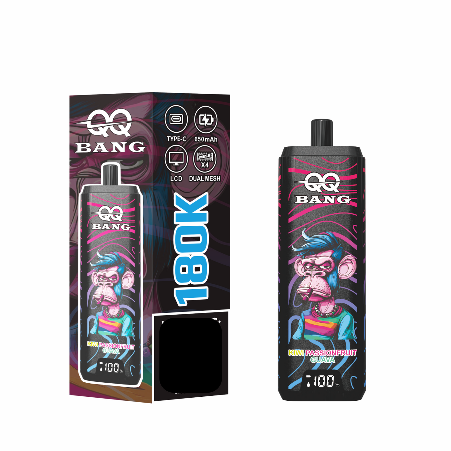 QQ BANG 180000 Puffs DSK070 4 In 1 180K Disposable Vapes Wholesale Bulk Buy Rechargeable LCD Screen