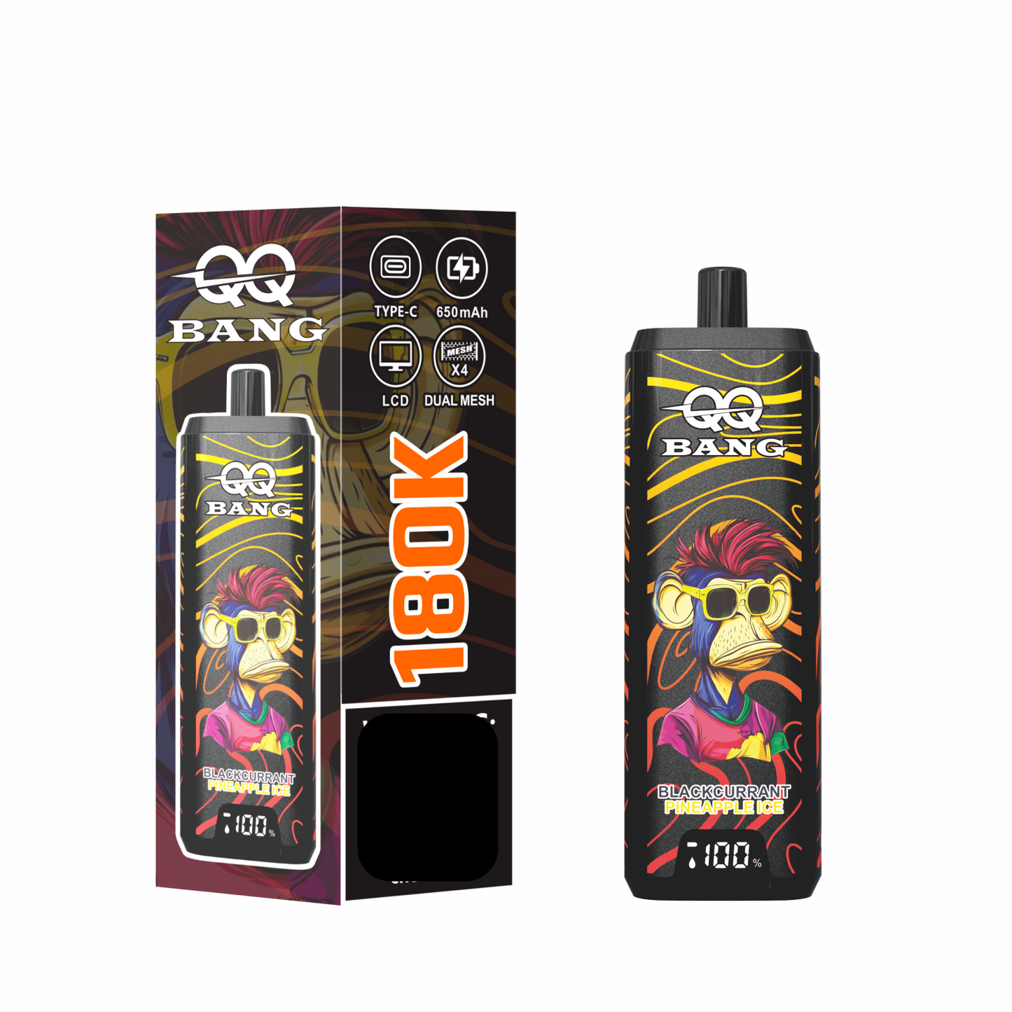 QQ BANG 180000 Puffs DSK070 4 In 1 180K Disposable Vapes Wholesale Bulk Buy Rechargeable LCD Screen