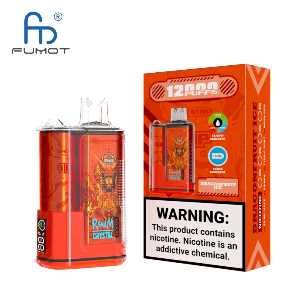 Rechargeable Randm Crystal 12000 Puffs Vape Disposable with Side Screen，650 mAh 20 ML 16Flavors