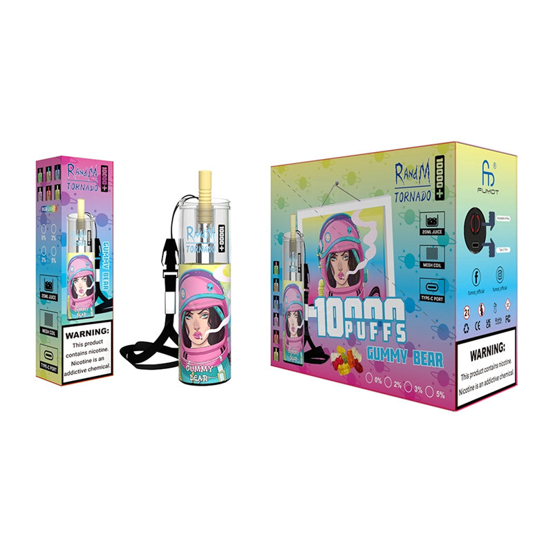 Authentischer Randm Tornado 10000 Puffs Einweg-Vape-Pen mit Mesh-Coil und wiederaufladbarem Akku