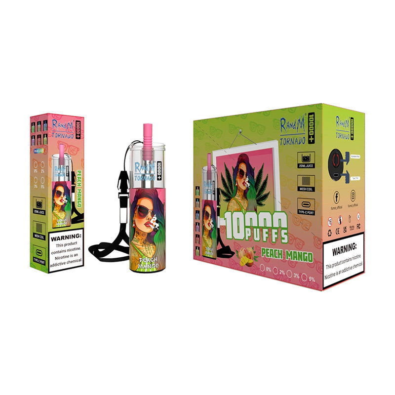 Authentischer Randm Tornado 10000 Puffs Einweg-Vape-Pen mit Mesh-Coil und wiederaufladbarem Akku