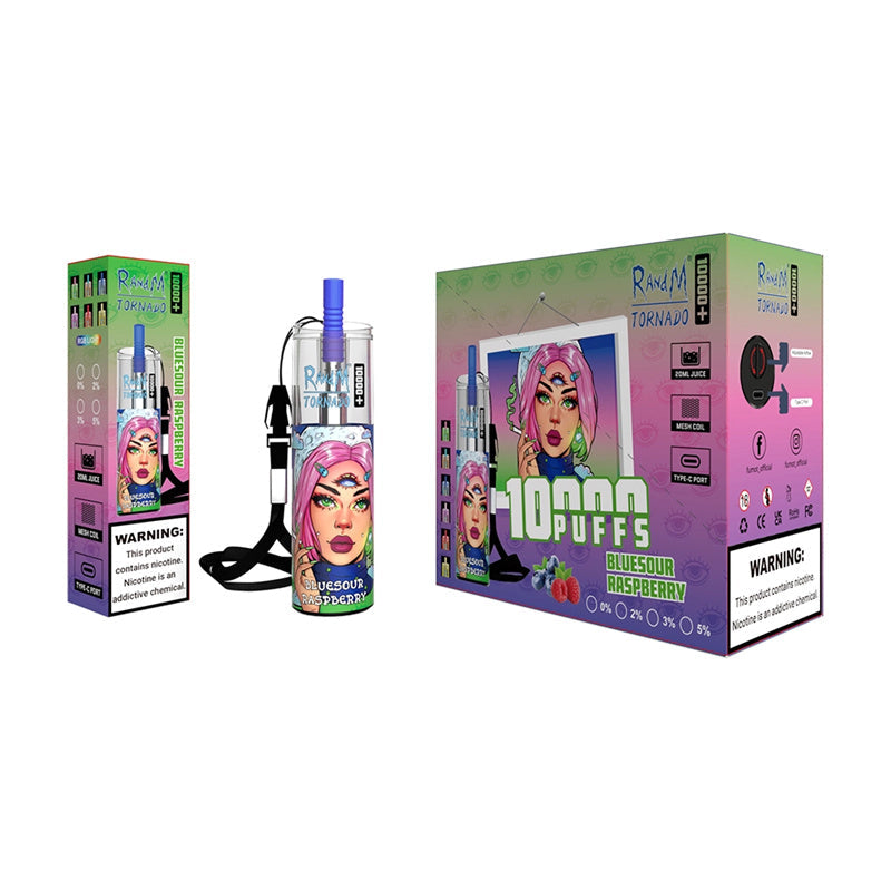 Authentischer Randm Tornado 10000 Puffs Einweg-Vape-Pen mit Mesh-Coil und wiederaufladbarem Akku