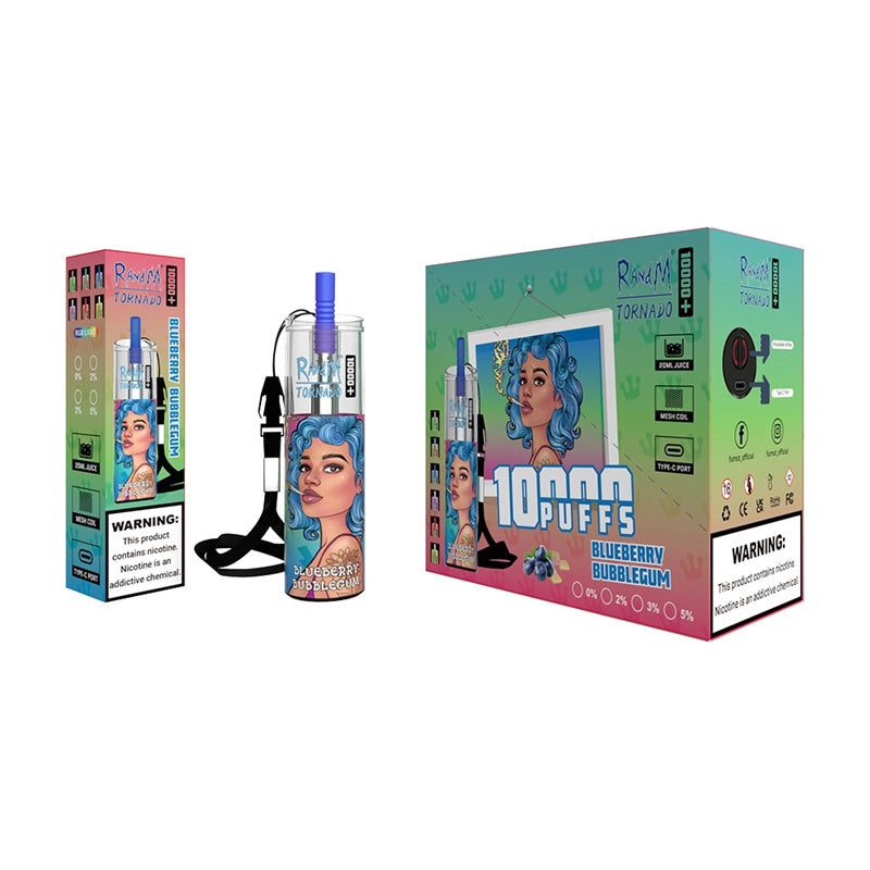 Authentischer Randm Tornado 10000 Puffs Einweg-Vape-Pen mit Mesh-Coil und wiederaufladbarem Akku
