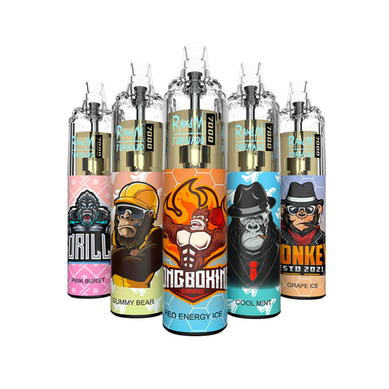 7000 Puffs Disposable Vape - RandM Tornado 14mL. RGB Lights. 56 Flavors