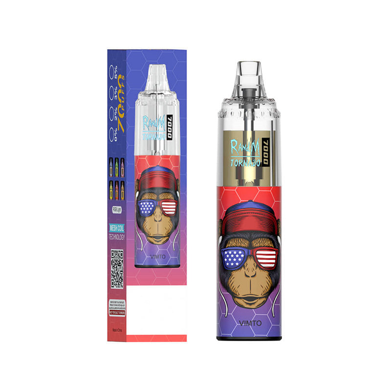 7000 Puffs Disposable Vape - RandM Tornado 14mL. RGB Lights. 56 Flavors