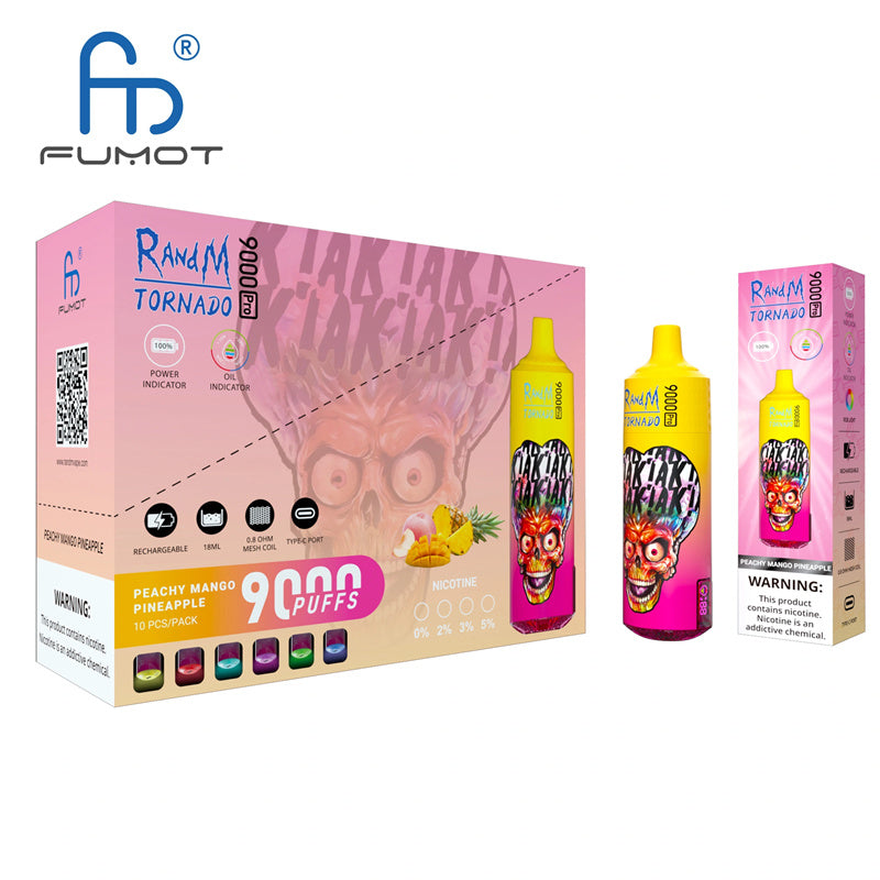 Original Randm Tornado 9000 PRO Puffs Digital Puff 9K Vapers Disposable Electronic Cigarette fumot Vape