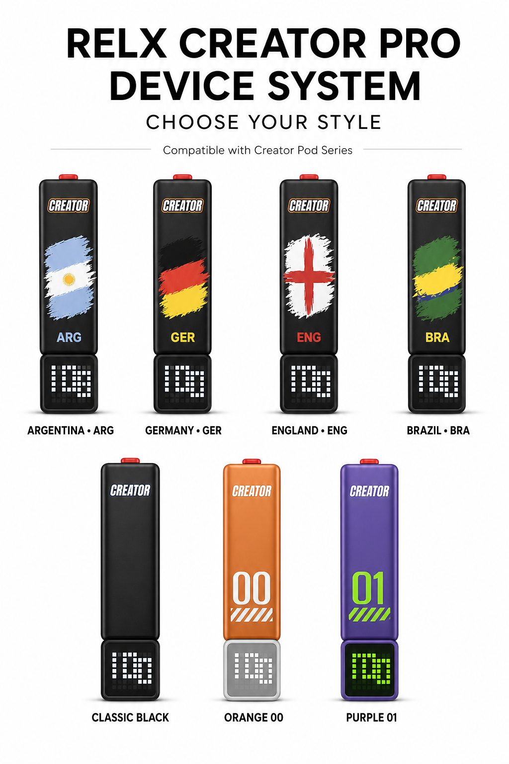 RELX Creator Pro Device – Best Rechargeable Vape Base (7 Styles)