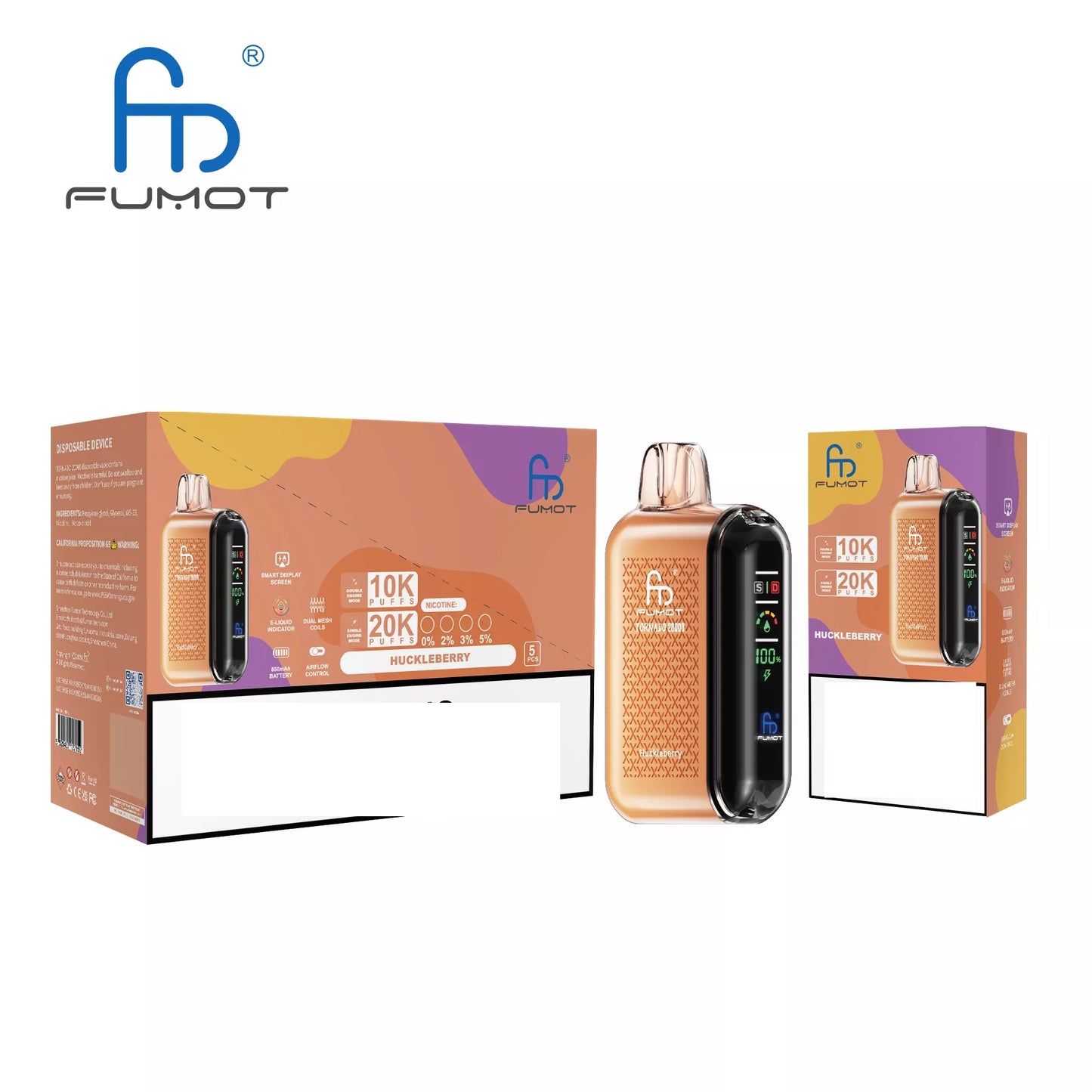RandM FUMOT TORNADO 20000 Puffs Digital Screen Bulk Buy Rechargeable Disposable Vapes Wholesale