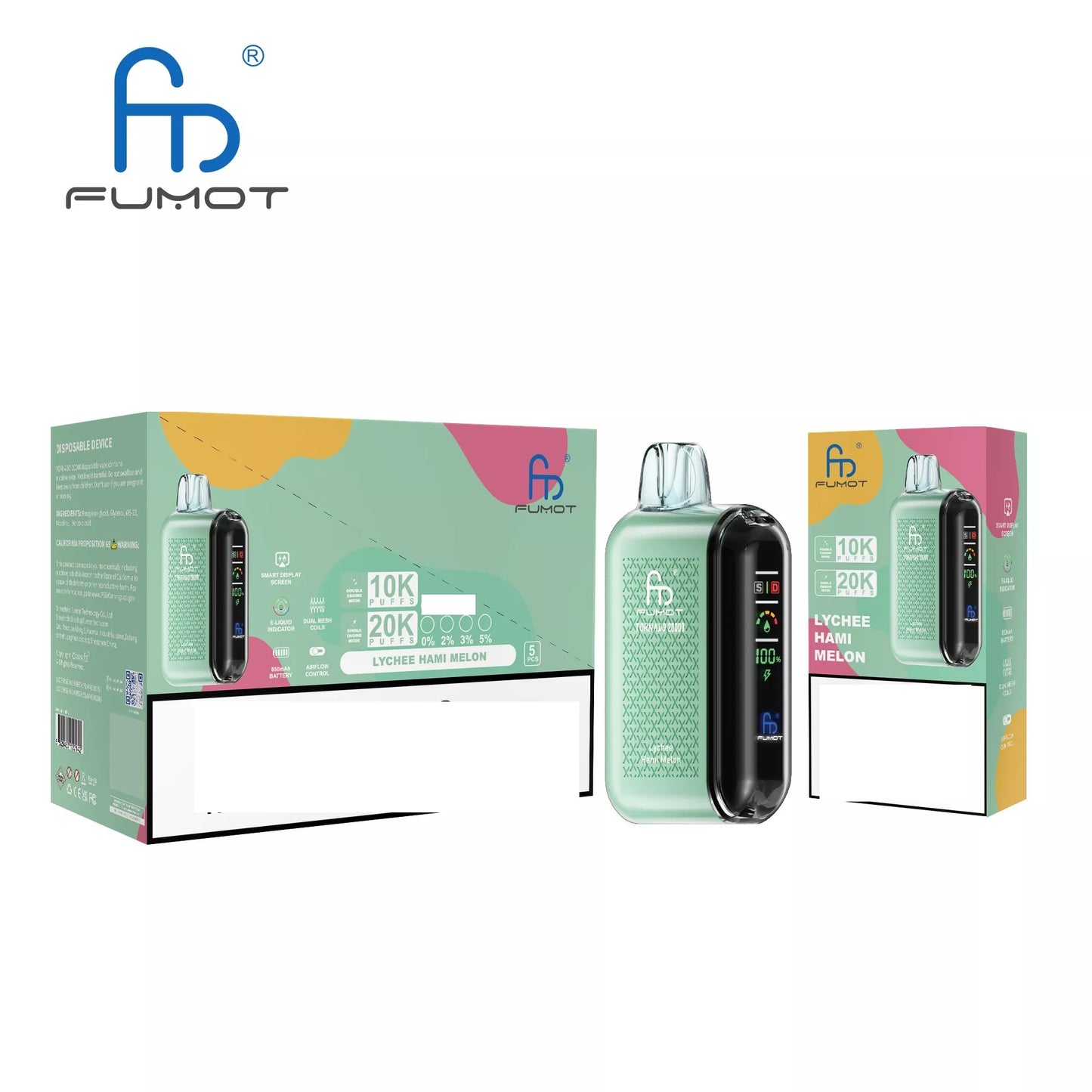 RandM FUMOT TORNADO 20000 Puffs Digital Screen Bulk Buy Rechargeable Disposable Vapes Wholesale