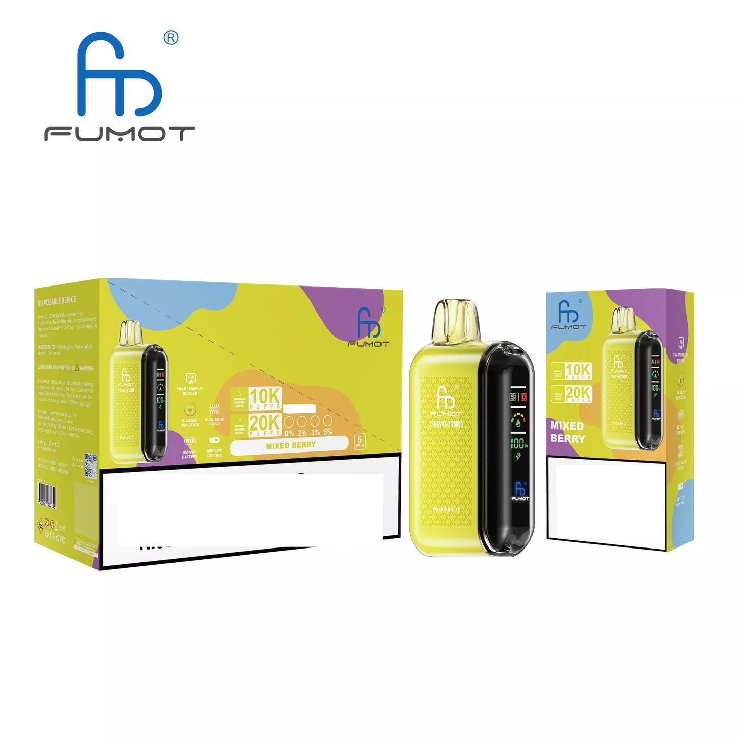 RandM FUMOT TORNADO 20000 Puffs Digital Screen Bulk Buy Rechargeable Disposable Vapes Wholesale