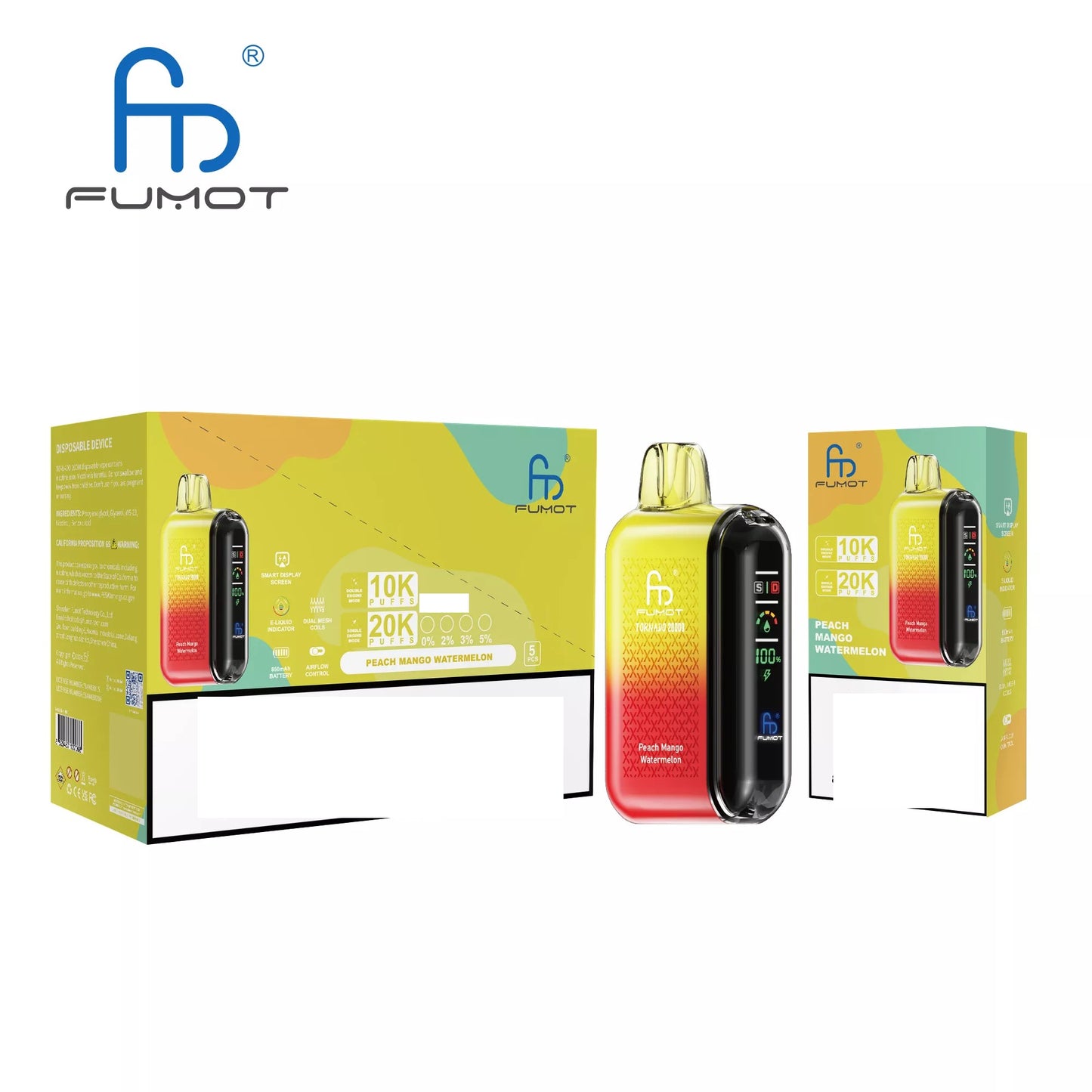 RandM FUMOT TORNADO 20000 Puffs Digital Screen Bulk Buy Rechargeable Disposable Vapes Wholesale