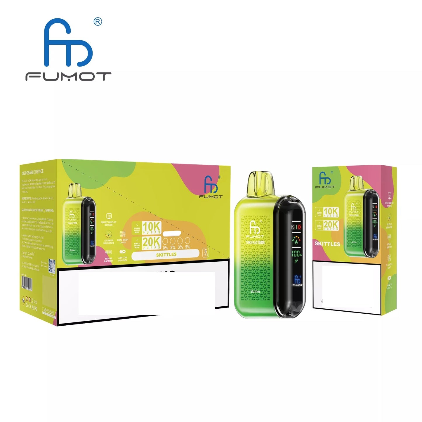 RandM FUMOT TORNADO 20000 Puffs Digital Screen Bulk Buy Rechargeable Disposable Vapes Wholesale