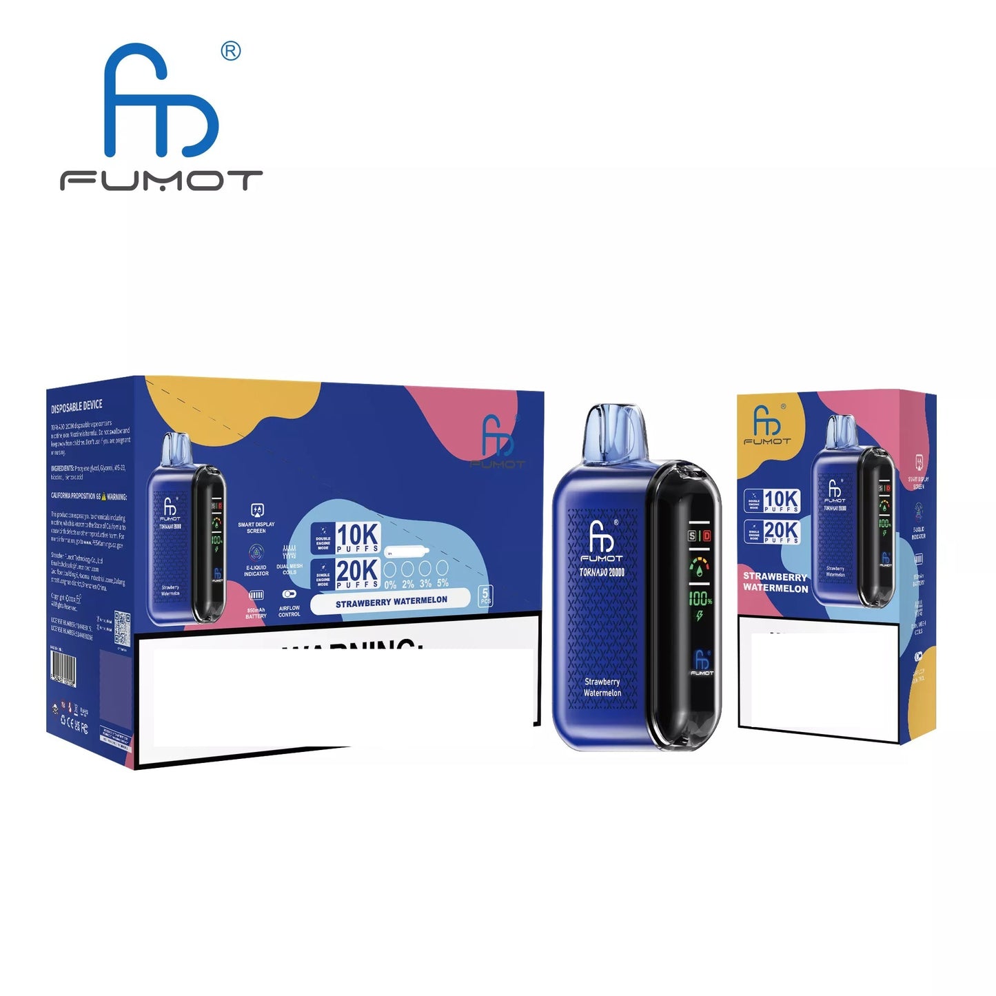 RandM FUMOT TORNADO 20000 Puffs Digital Screen Bulk Buy Rechargeable Disposable Vapes Wholesale