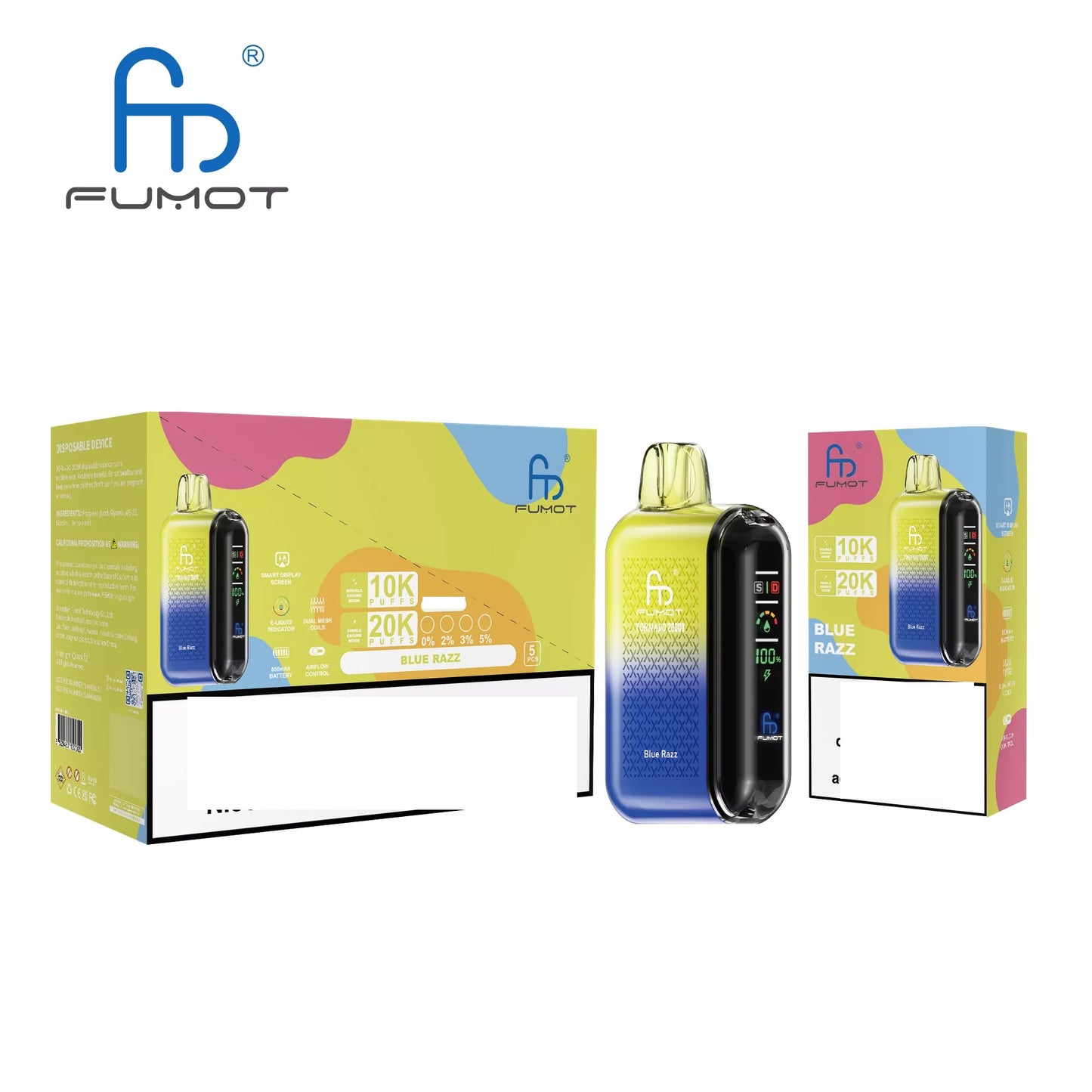 RandM FUMOT TORNADO 20000 Puffs Digital Screen Bulk Buy Rechargeable Disposable Vapes Wholesale