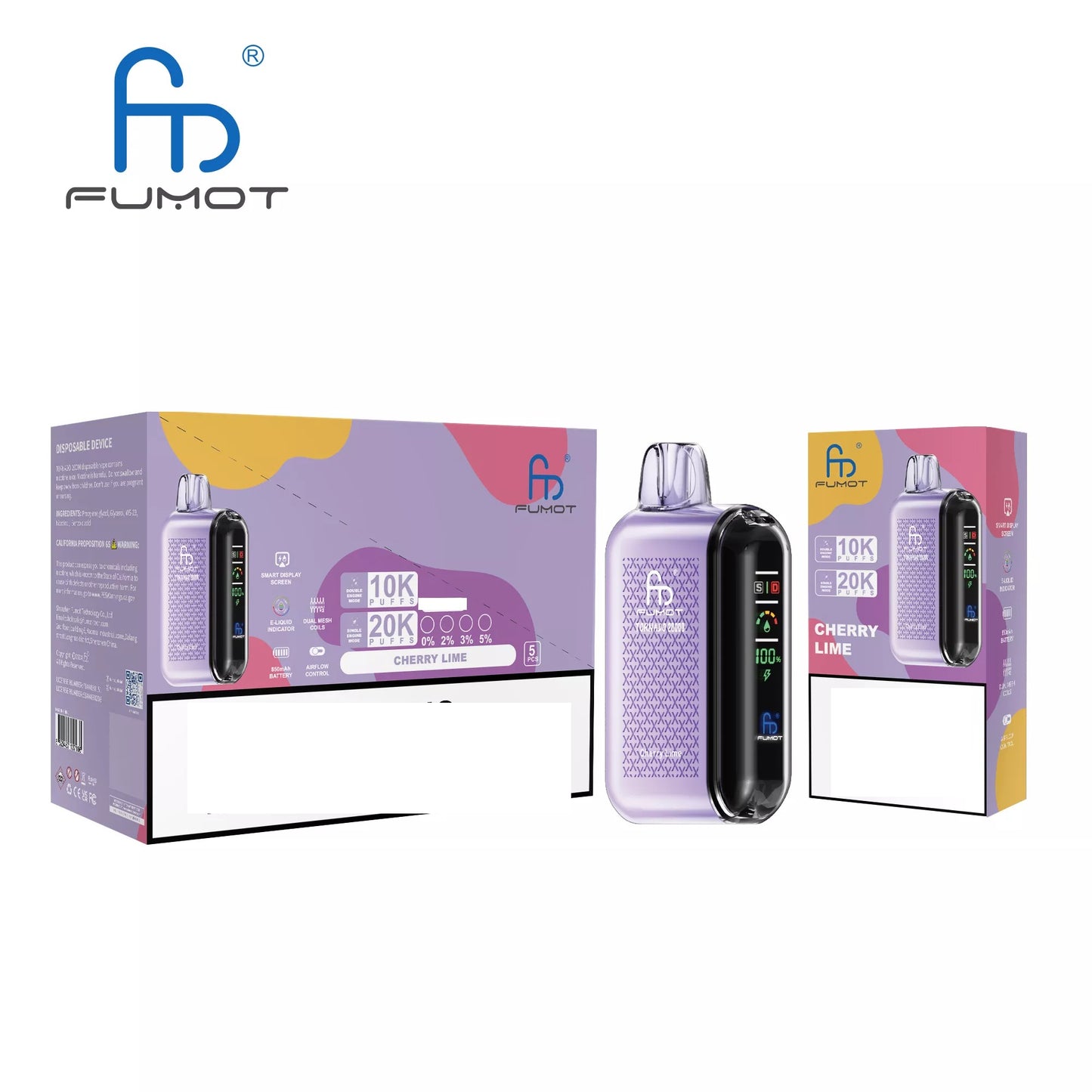RandM FUMOT TORNADO 20000 Puffs Digital Screen Bulk Buy Rechargeable Disposable Vapes Wholesale