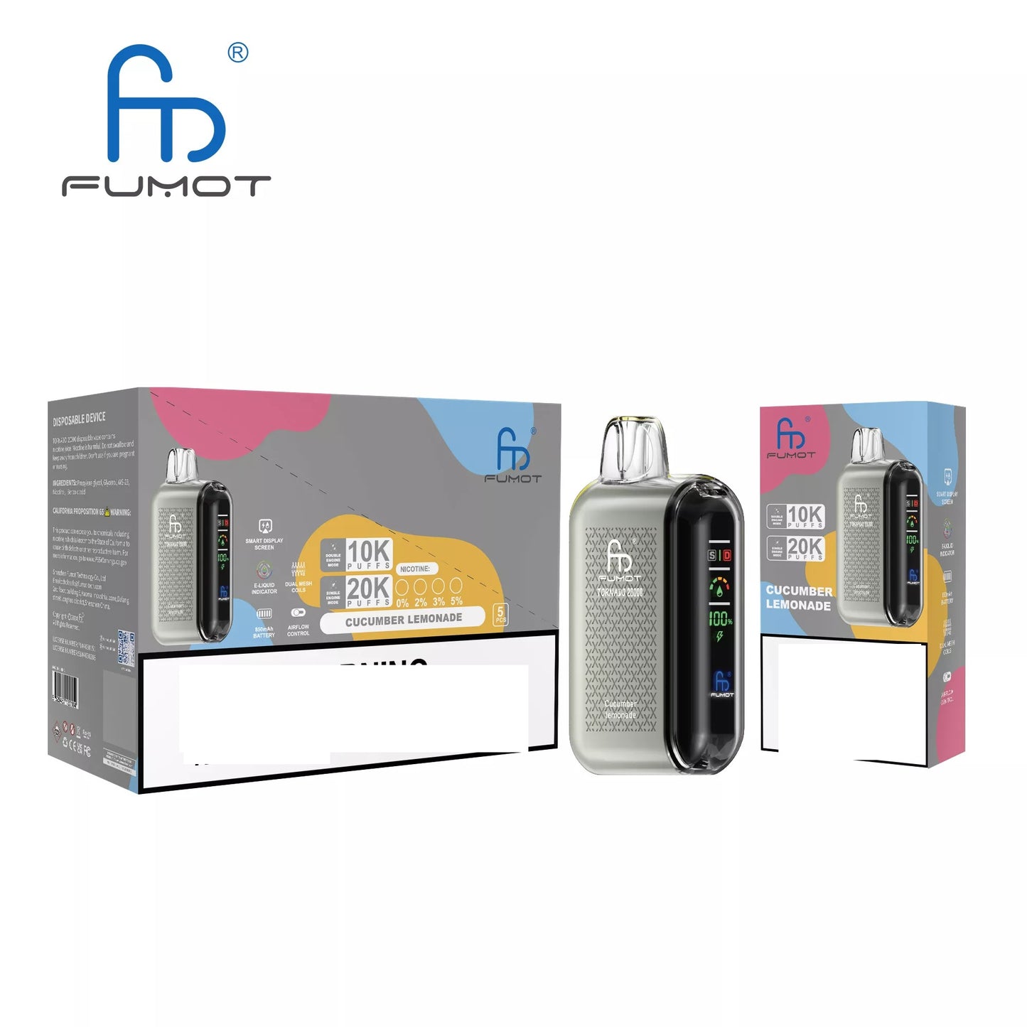 RandM FUMOT TORNADO 20000 Puffs Digital Screen Bulk Buy Rechargeable Disposable Vapes Wholesale