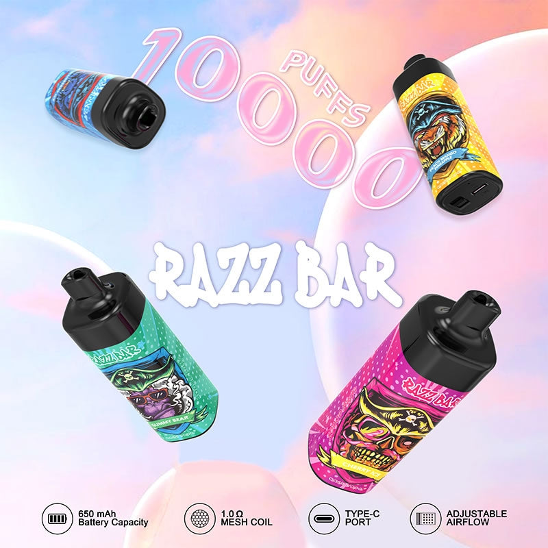 10000 Puffs Refillable Vape - 20ml. 2%/5% Nicotine. 16 Icy Flavors
