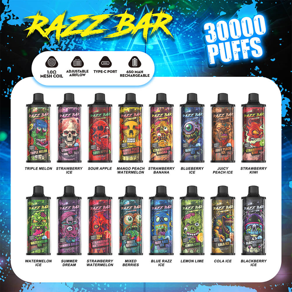 Razz Bar 30000 Puffs Disposable Vape 650mAh  16 Flavors