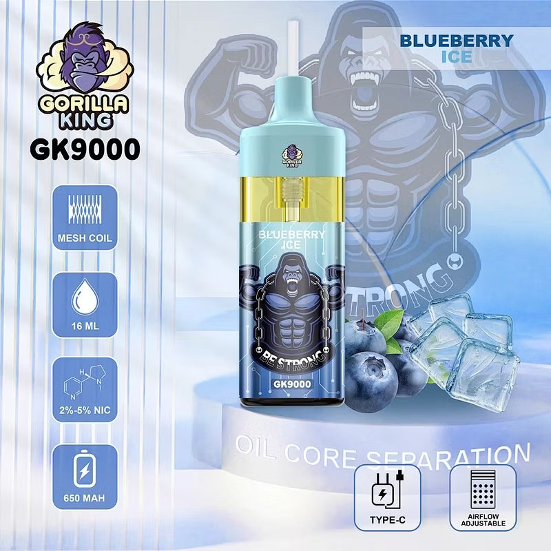 Reymont Gorilla King 9000 Puffs bood best-bejgħ bull lush ice tyson evo dc2500 70k sd vape 100000 atomizer vape