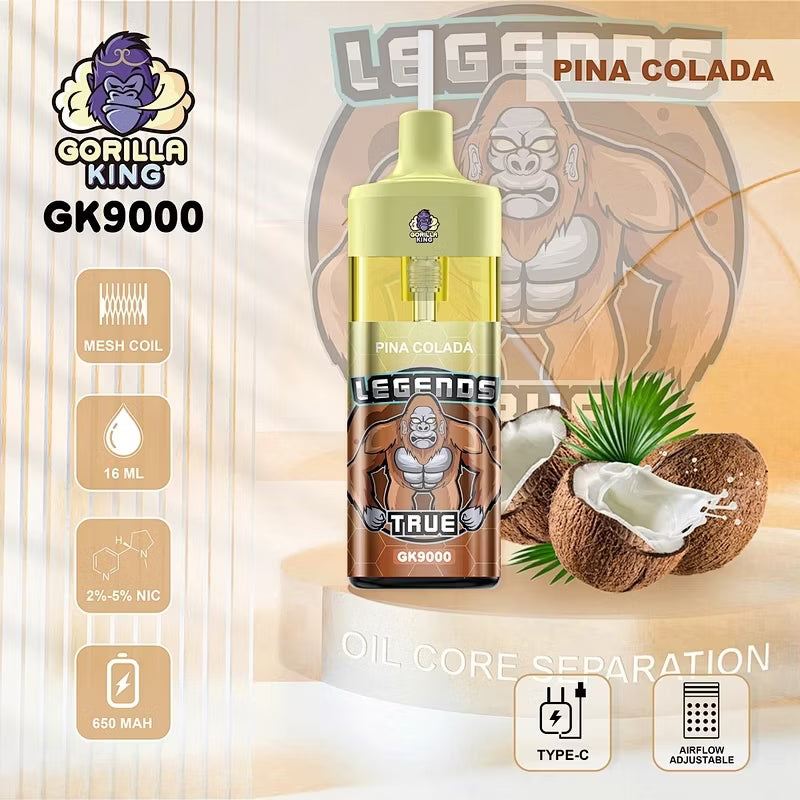 Reymont Gorilla King 9000 Puffs bood best-bejgħ bull lush ice tyson evo dc2500 70k sd vape 100000 atomizer vape