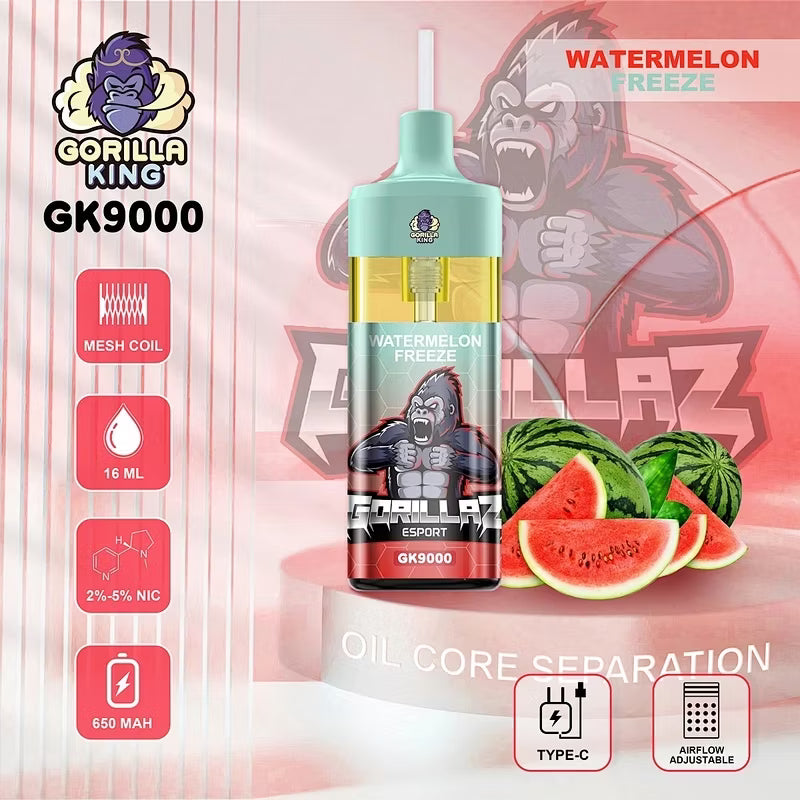 Reymont Gorilla King 9000 Puffs bood best-bejgħ bull lush ice tyson evo dc2500 70k sd vape 100000 atomizer vape