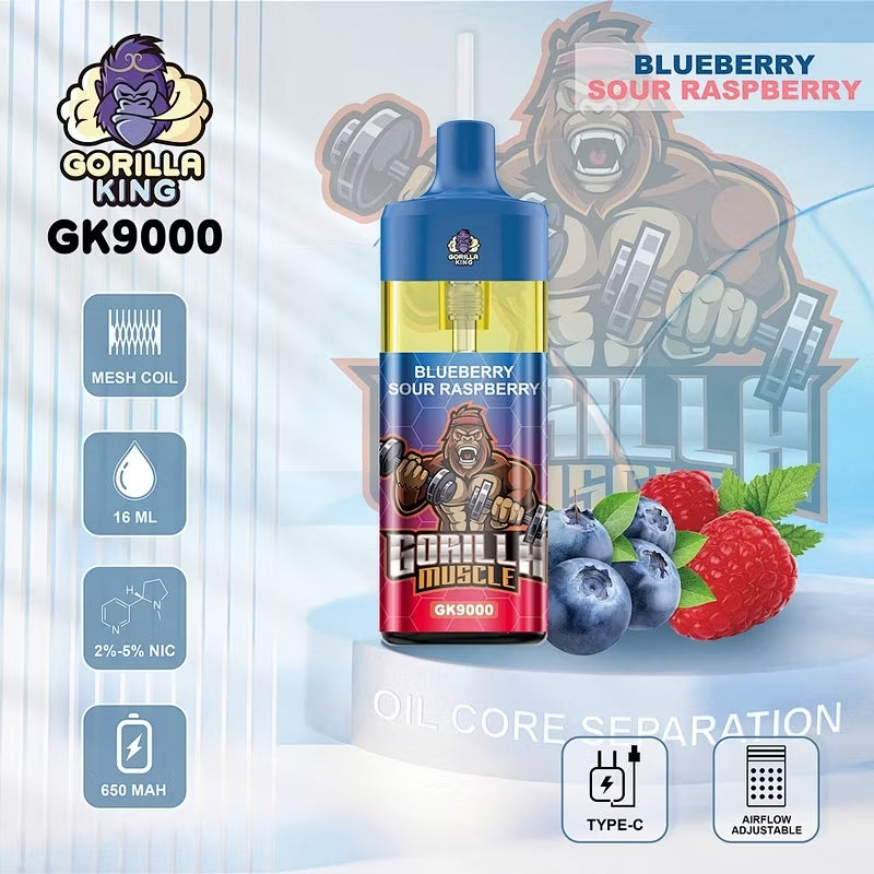 Reymont Gorilla King 9000 Puffs bood best-bejgħ bull lush ice tyson evo dc2500 70k sd vape 100000 atomizer vape