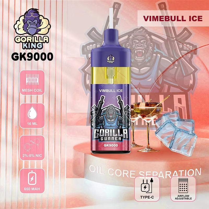 Reymont Gorilla King 9000 Puffs bood best-bejgħ bull lush ice tyson evo dc2500 70k sd vape 100000 atomizer vape