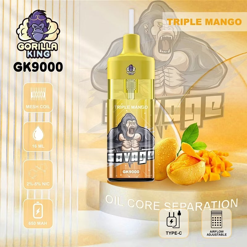 Reymont Gorilla King 9000 Puffs bood best-bejgħ bull lush ice tyson evo dc2500 70k sd vape 100000 atomizer vape