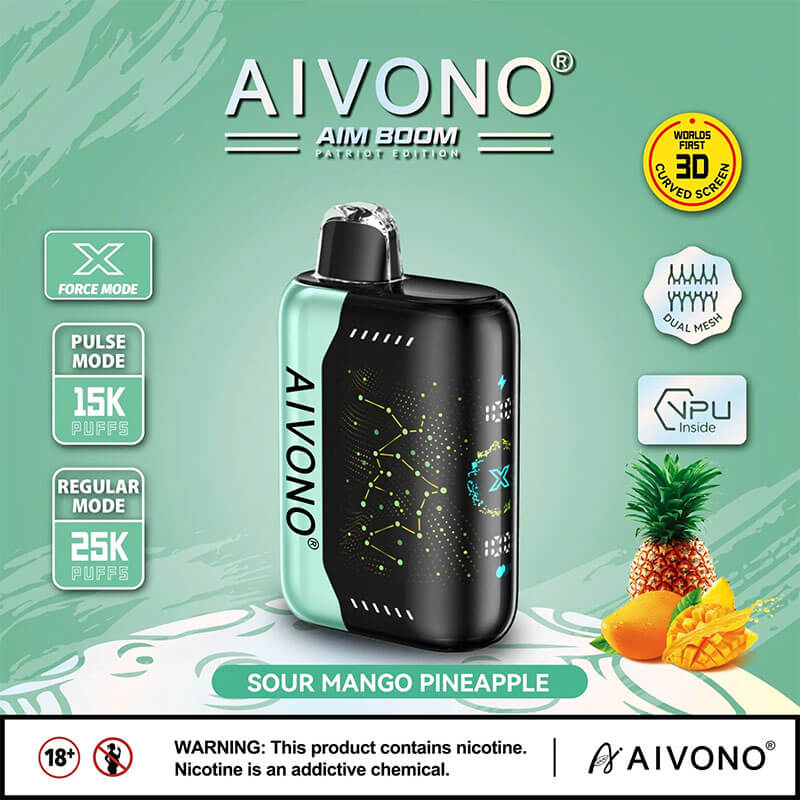 AIVON0 Aim Boom 25000 Züge Einweg-E-Zigarette Einweg-E-Zigarette 25K 650mAh Vapes Pen E-Zigarette vorgefüllt 28ml Nikotin enthält 10 Geschmacksrichtungen