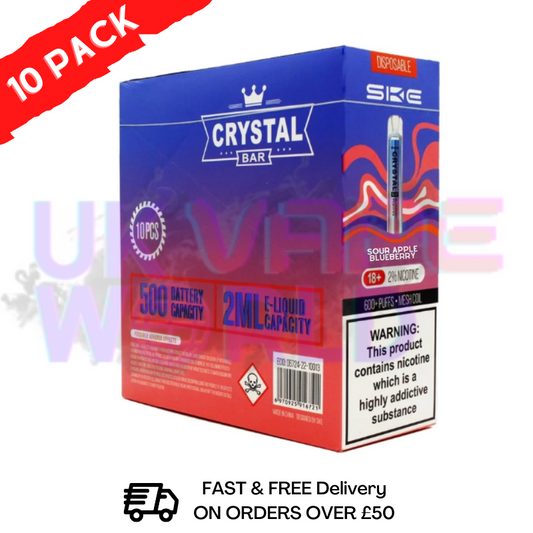 Saure Apfel-Blaubeere - Crystal Bar Puffs 600 SKE, 10er-Packung - 26,99 £