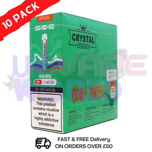 Saurer Apfel - Crystal Bar Puffs 600 SKE Schachtel mit 10 Stück - 26,99 £